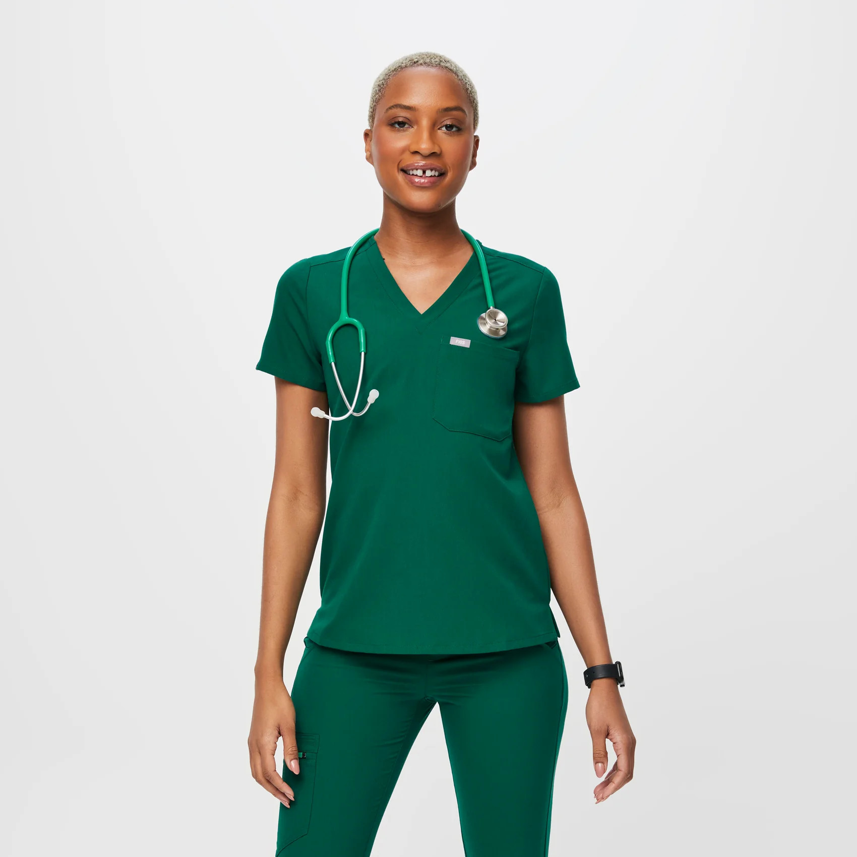 Women's Catarina One-Pocket Scrub Top™ - Hunter Green · FIGS | FIGS