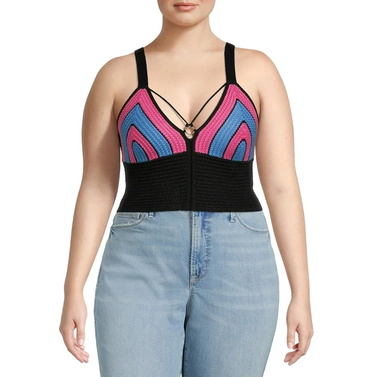 Madden NYC Juniors' Plus Size Heart O Ring Crochet Top - Walmart.com | Walmart (US)