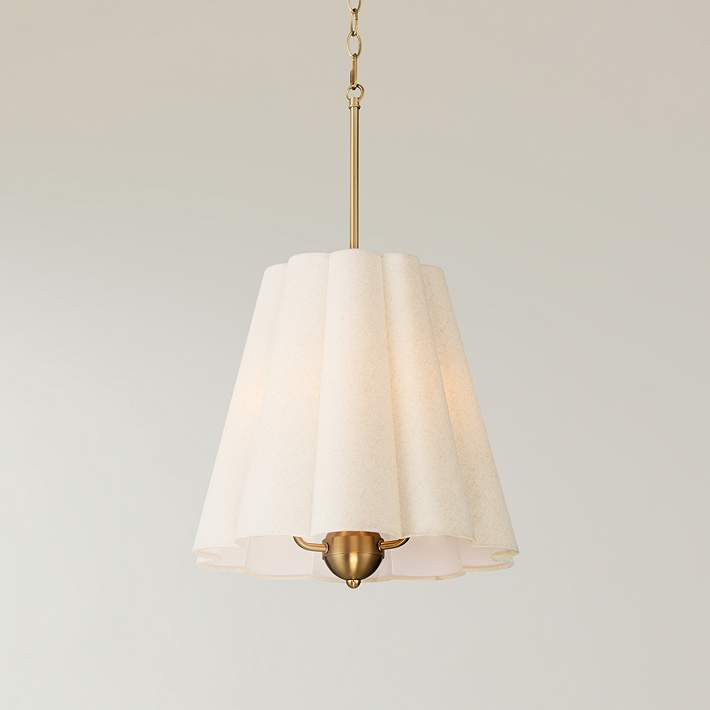 Possini Euro Adama 15 3/4"W Satin Brass 3-Light Shade Pendant Light | Lamps Plus