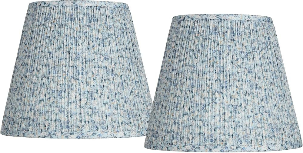 Set of 2 Hardback Pleat Empire Print Lamp Shades Blue Floral Medium 8" Top x 13" Bottom x 10.75" ... | Amazon (US)