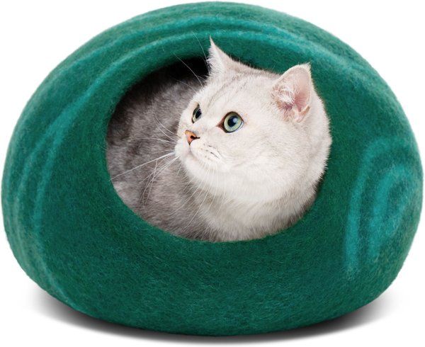 MEOWFIA Premium Felt Cave Cat Bed, Medium, Emerald - Chewy.com | Chewy.com