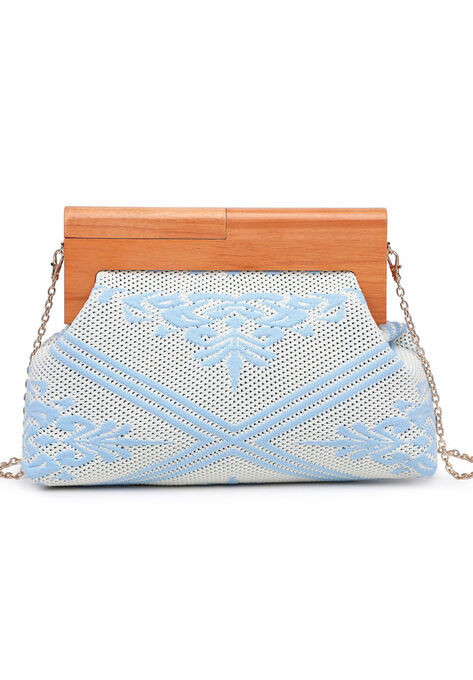 Embroidered Wood Frame Clutch - Extended Length | Eloquii