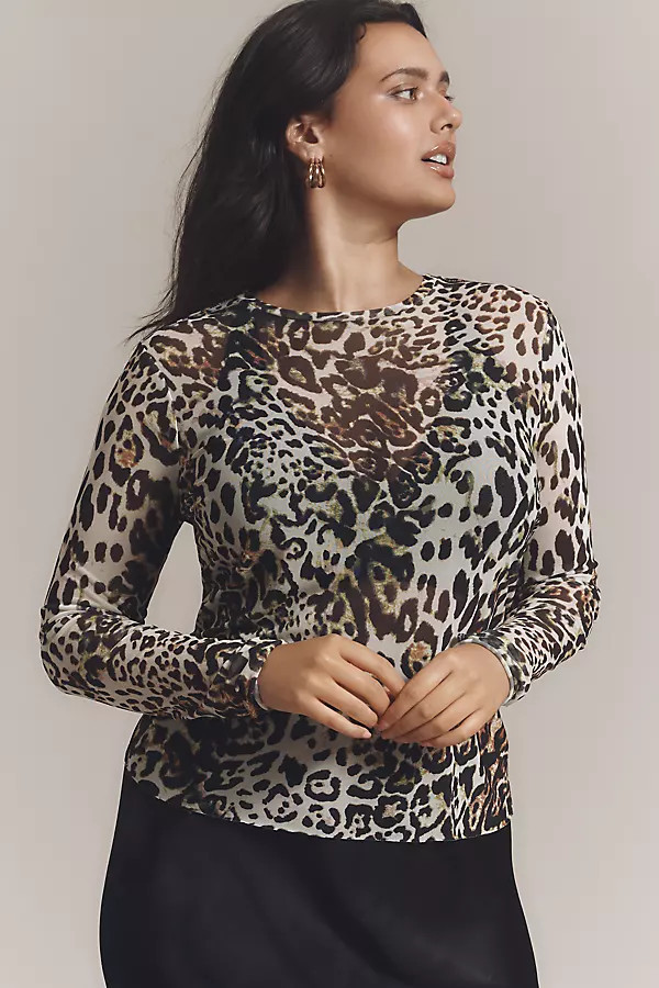 Kaylee Long-Sleeve Mesh Top | Anthropologie (US)