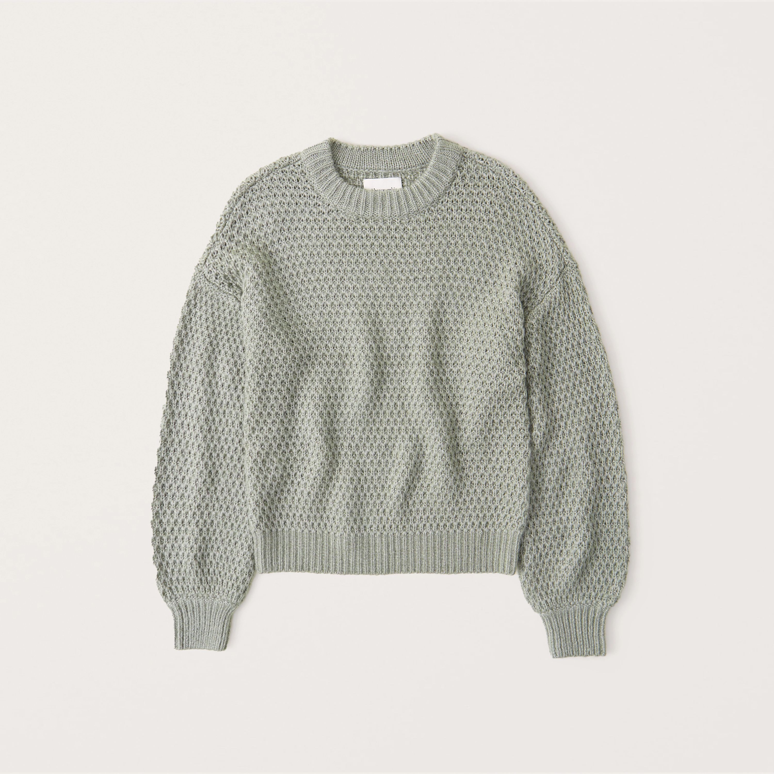 Waffle Puff Sleeve Crew Sweater | Abercrombie & Fitch (US)
