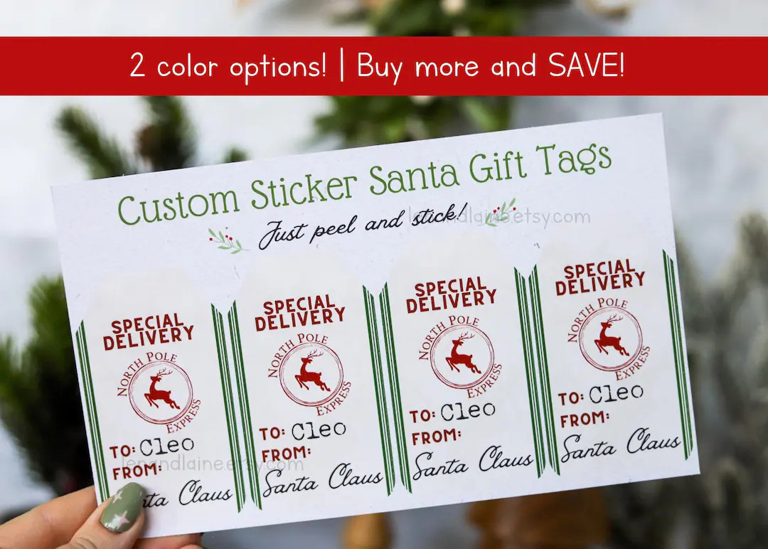 Custom Santa Claus Gift Tag Stickers - Etsy | Etsy (US)
