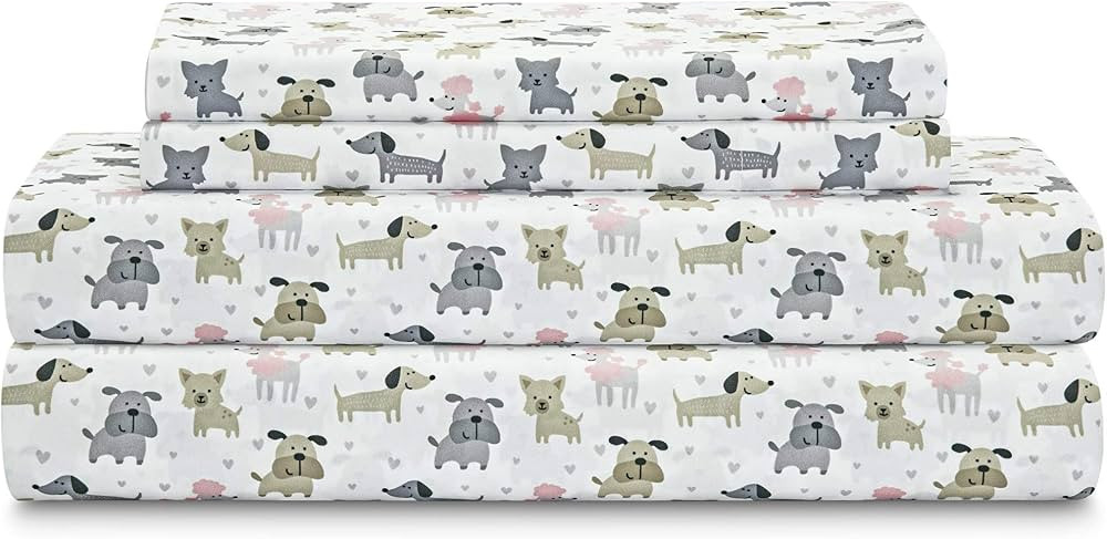 MALLARY BY MATTHEW Kids Super-Soft 100% Microfiber Print Sheet, Puppy Love, Full | Amazon (US)