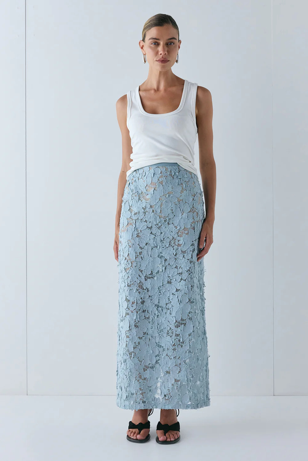 Devyn Midi Skirt Cloud | VRG Grl