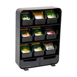 Tea Bag Organizer Tea Station Organizer Countertop Storage Plastic, Black | The Home Depot