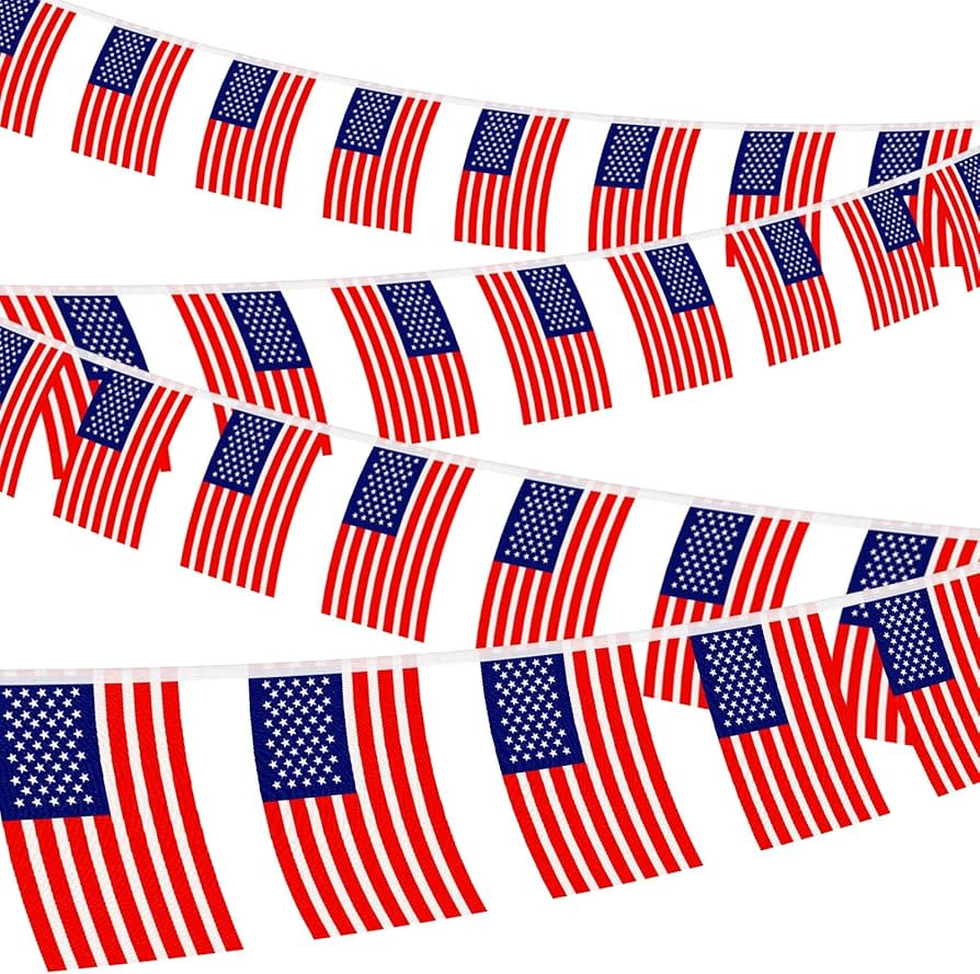 NOVWANG American Flag Banner,100PCS USA Flag Banner Independence Day Banner Small String Mini Fla... | Amazon (US)