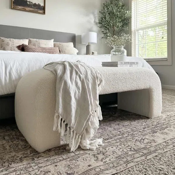 Armelia 47''/60'' Boucle Upholstered Waterfall Bench | Wayfair North America