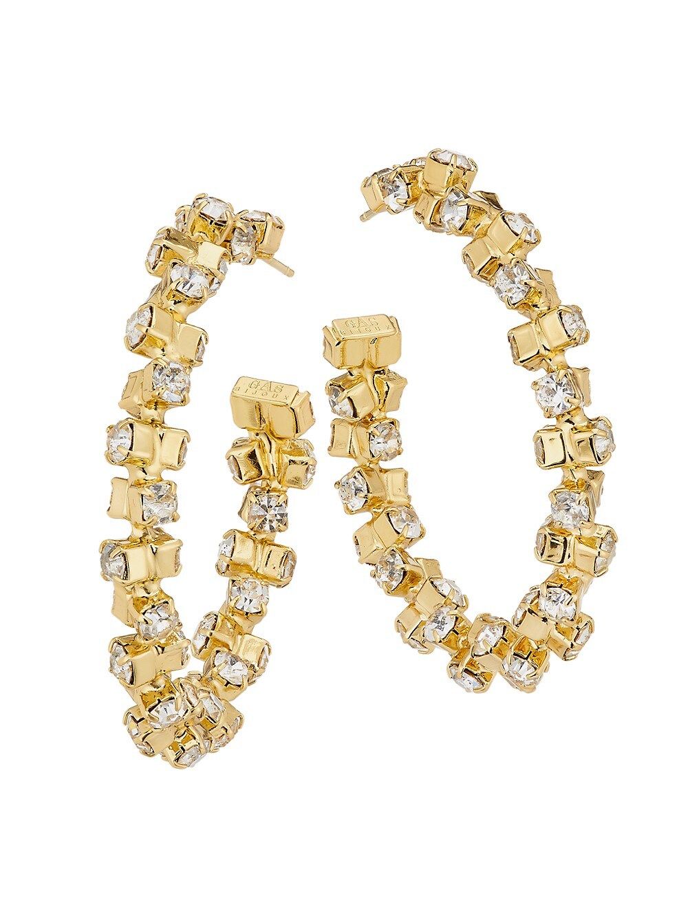 Gas Bijoux Riviera Creole 24K Gold-Plate & Crystal Hoop Earrings | Saks Fifth Avenue
