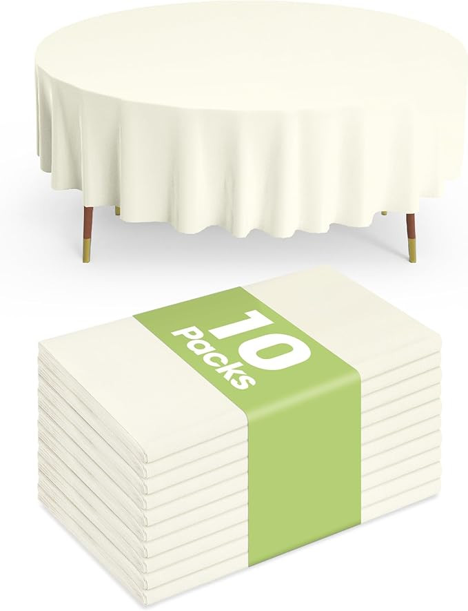 Pureegg Plastic Table Cloth Disposable 10 Pack, 84'' Round Table Cloths, Party, Wedding, Thanksgi... | Amazon (US)