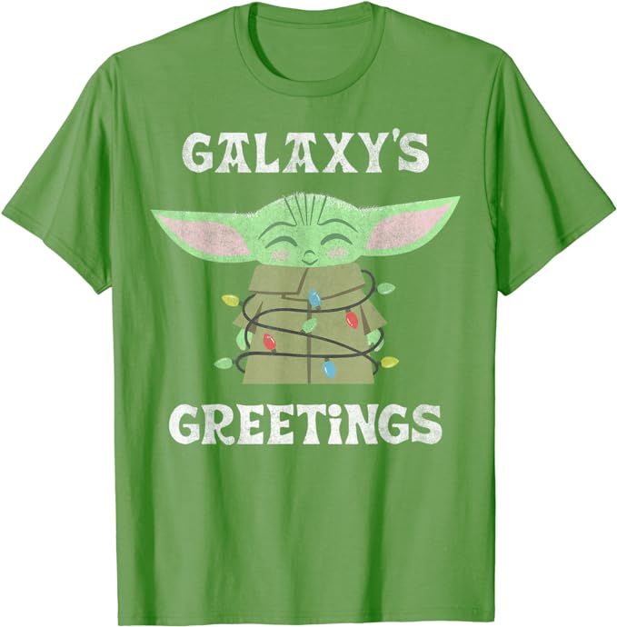 Star Wars The Mandalorian Christmas Child Galaxy's Greetings T-Shirt | Amazon (US)