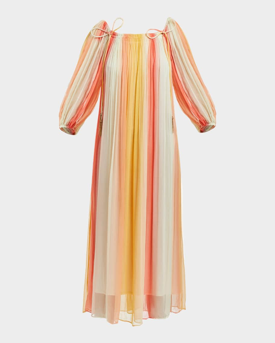 Heidi Pleated Ombre Chiffon Midi Dress | Neiman Marcus