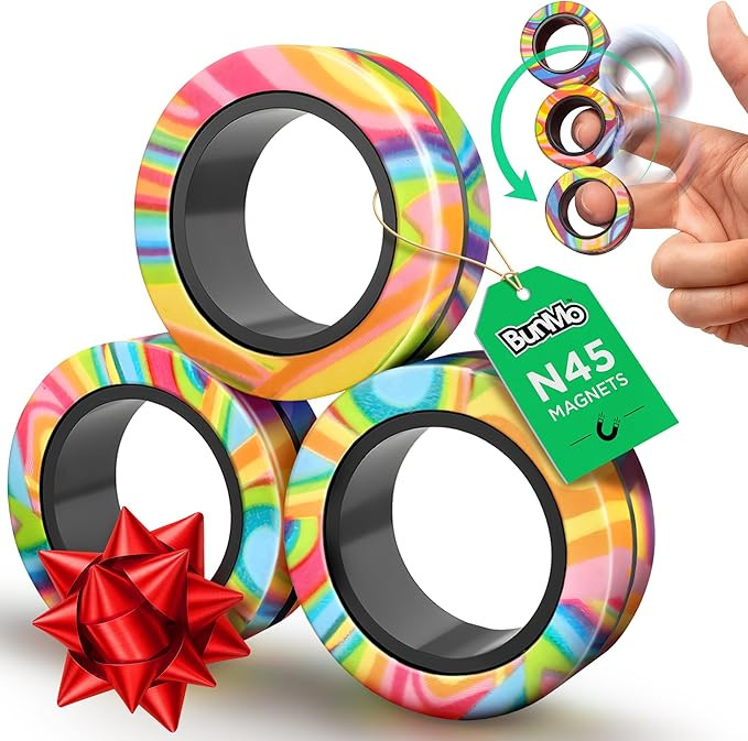 BUNMO Magnetic Rings Stocking Stuffers for Teens - Fidget Toys Adults - Stocking Stuffers for Boy... | Amazon (US)