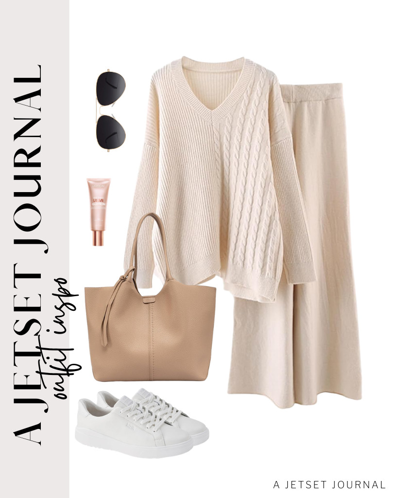 This combination of a knit pullover and wide-leg pants is a perfect duo for matching lounge sets. You can wear it with these slip-on shoes and grab a NEWBELLA vegan leather tote to finish the look. 

 #LTKSeasonal #LTKSaleAlert #LTKTravel