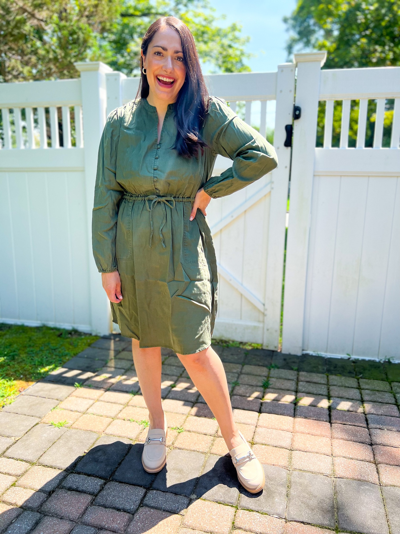 Walmart fashion, green dress, time and tru, heeled loafers, teacher style, teacher outfit, workwear 

S dress
Size up half in shoes 

#LTKshoecrush #LTKstyletip #LTKworkwear