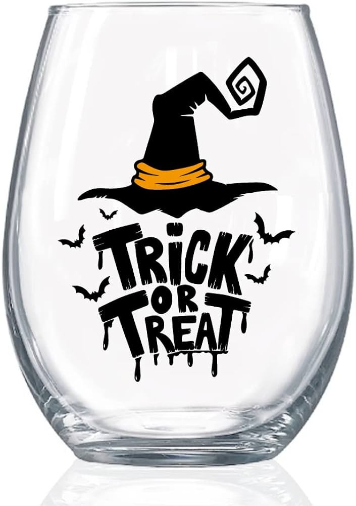 GEYGIE Halloween Stemless Wine Glass For Halloween Thanksgiving Christmas Birthday Housewarming P... | Amazon (US)