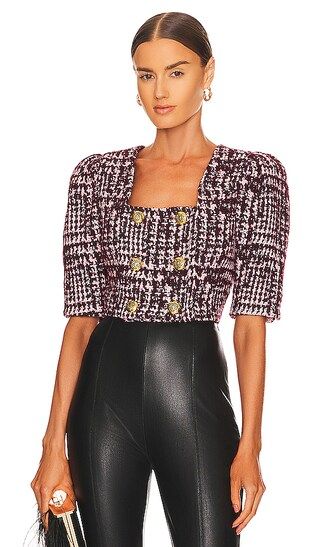 Cropped DB Jacket in Plum Boucl | Revolve Clothing (Global)