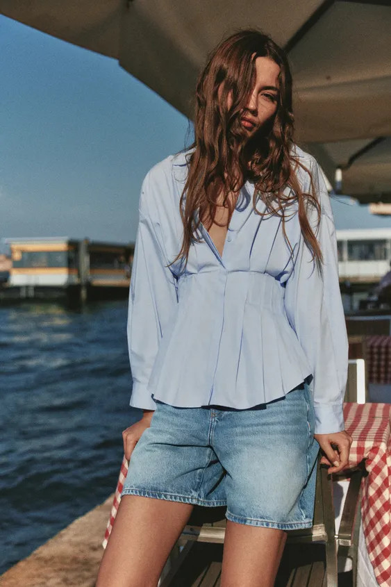 PLEATED POPLIN SHIRT | Zara US