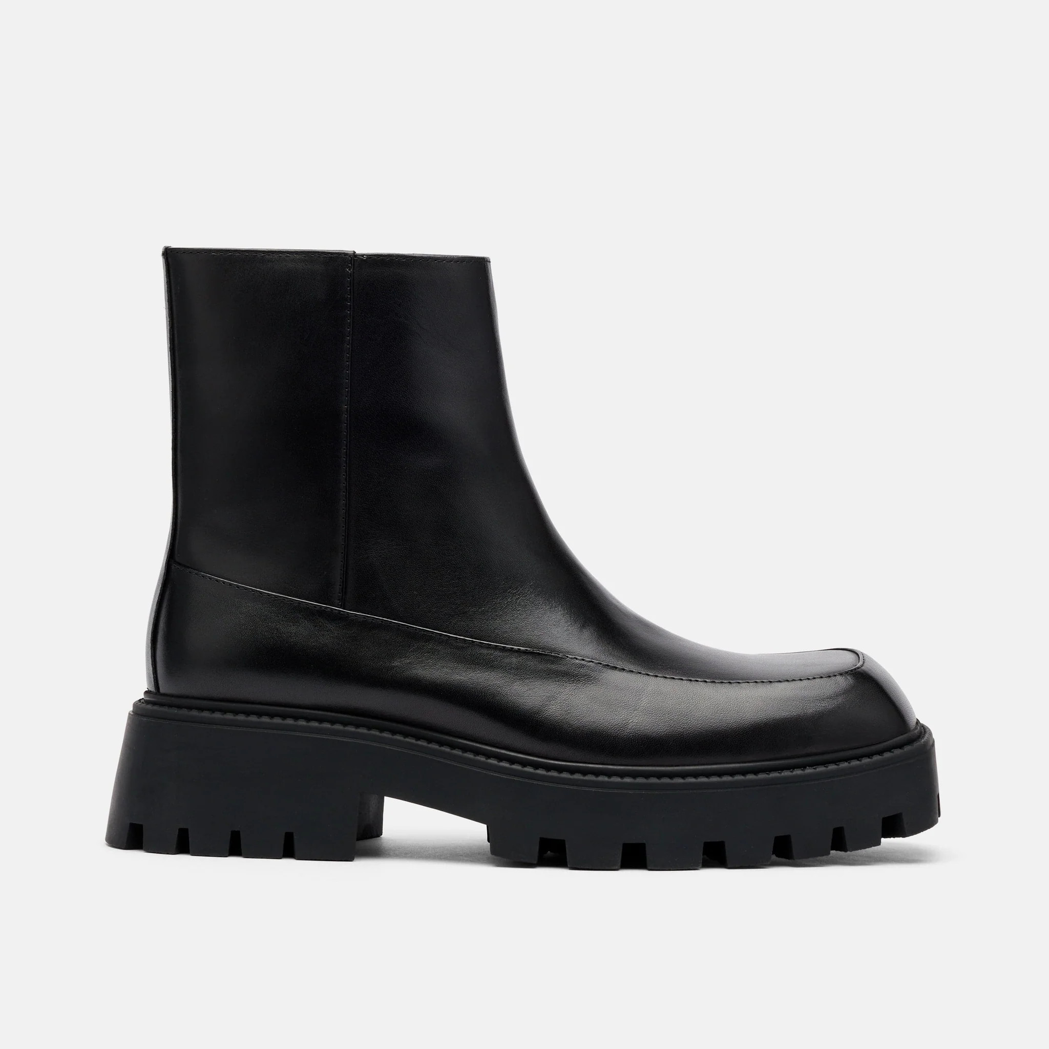 Commander Black Leather Square Toe Side Zip Boots | Marc Nolan