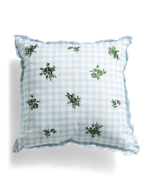 20x20 Gingham Floral Embroidered Pillow | Home | Marshalls | Marshalls
