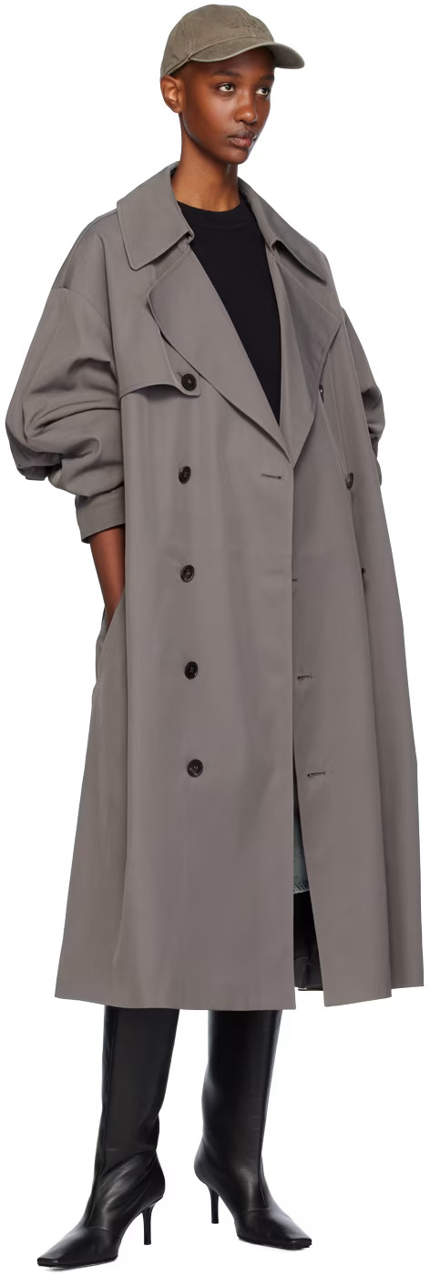 The Frankie Shop - Gray Mavis Oversized Trench Coat | SSENSE