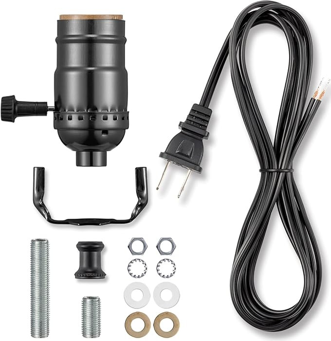 Black Lamp Rewire Kit, Lamp Wiring Kit with 12 FT Lamp Cord Replacement, 3 Way Socket and Essenti... | Amazon (US)
