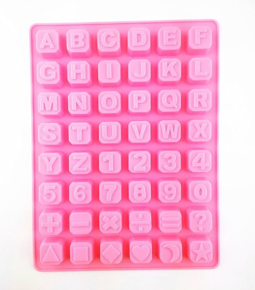 yueton 48 Cavity Silicone Alphabet Letter Number Math Sign Chocolate Candy Ice Cube Tray Mold Cak... | Amazon (US)