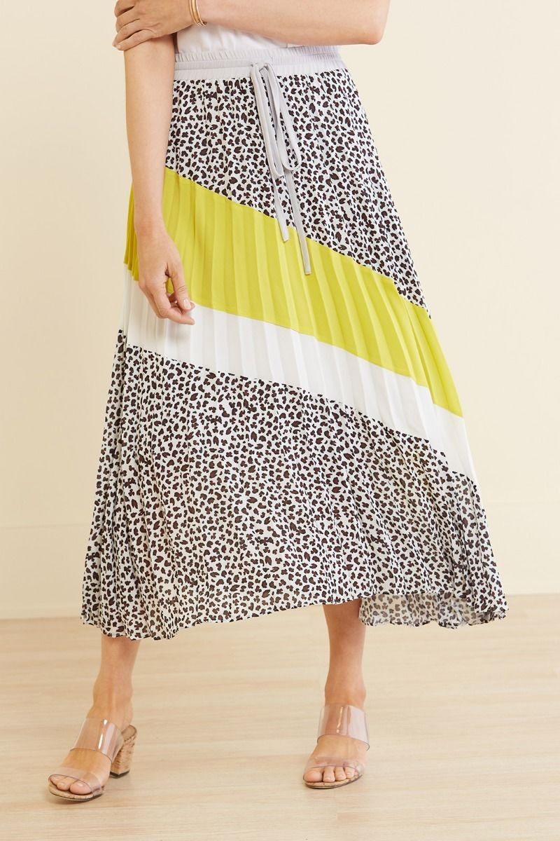 Pleated Colorblock Midi Skirt | Evereve