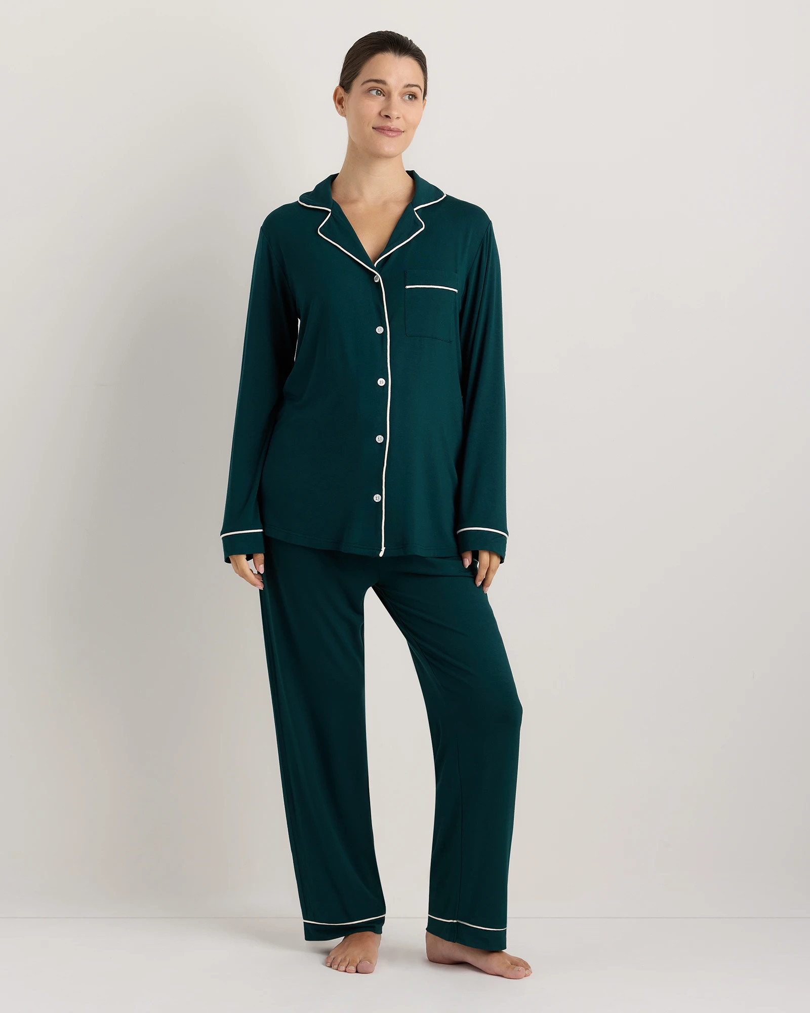 Bamboo Jersey Maternity Long Sleeve Pajama Set | Quince