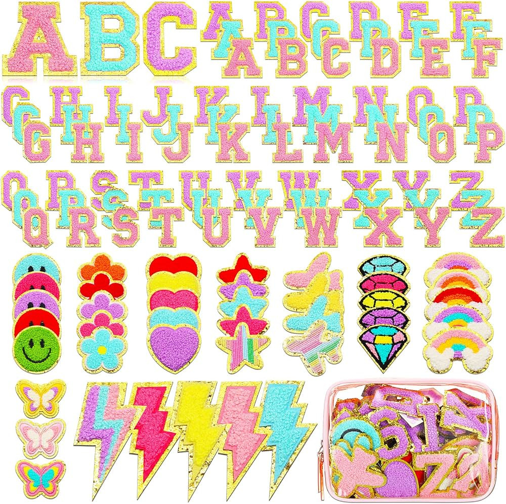 120 Pieces Chenille Patches Iron on Letter Chenille Embroidered Patches Include 78 Pcs Sew Iron o... | Amazon (US)