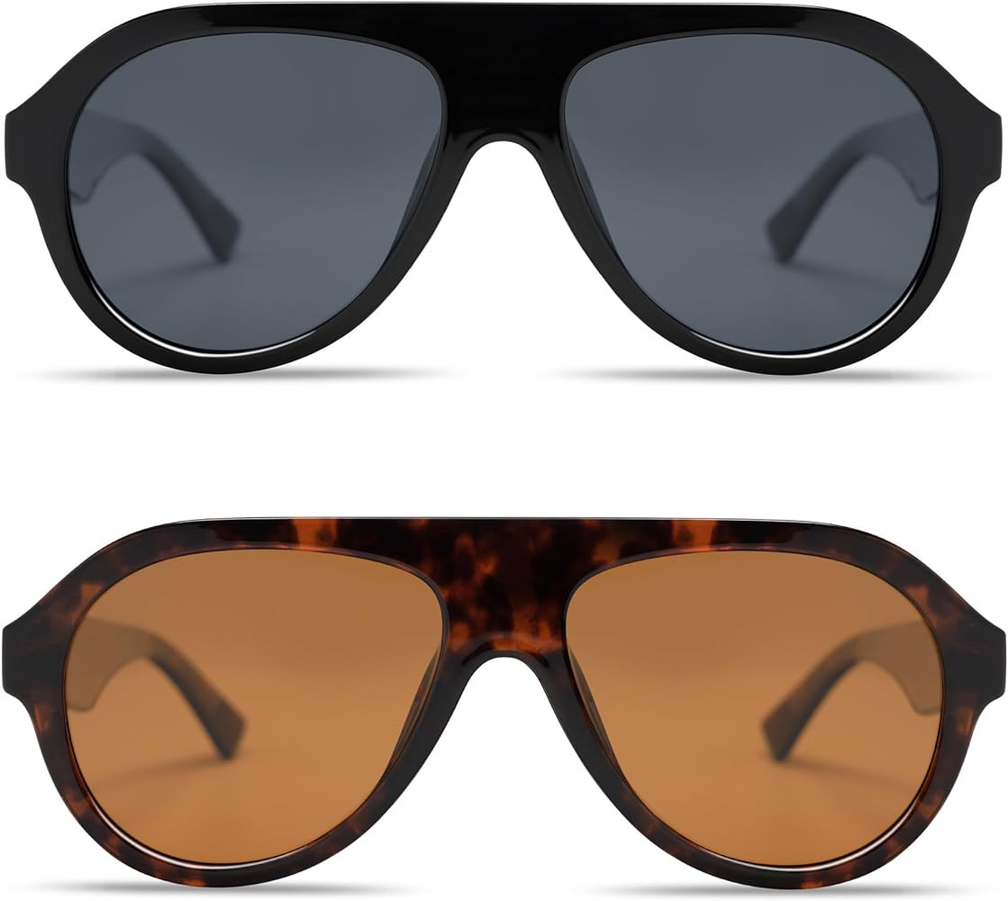 VANLINKER Retro Aviator Polarized Sunglasses for Men Women Trendy 70s Vintage Plastic Frame Sun G... | Amazon (US)