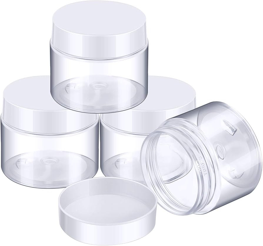 4 Pieces Round Clear Wide-mouth Leak Proof Plastic Container Jars with Lids for Travel Storage Ma... | Amazon (US)