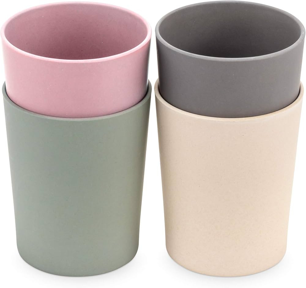 WeeSprout Bamboo Toddler Cups - 4 pc Set (10 fl oz), Organic & Non-Plastic Cup Pack for Toddlers,... | Amazon (US)