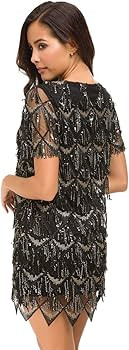 VVMCURVE Women's Sequin Fringe 1920 Short Prom Dress Sequins Art Deco Cocktail Gatsby Party Dress... | Amazon (US)