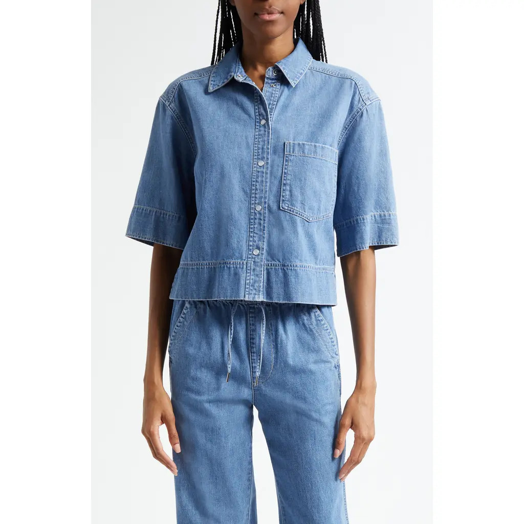 Veronica Beard Spruce Denim Shirt in Amethyst Frost at Nordstrom, Size 4 | Nordstrom