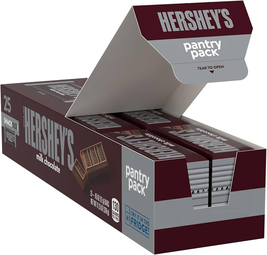 HERSHEY'S Milk Chocolate Snack Size, Candy Bars, 11.25 oz (25 Pieces) | Amazon (US)