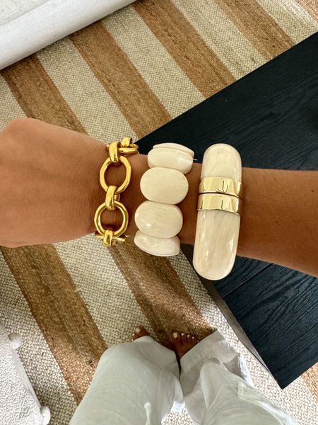 bracelet stack of the summer✨ loving bold and chunky statement pieces this year! So simple and chic 

#LTKfindsunder100 #LTKstyletip #LTKFestival