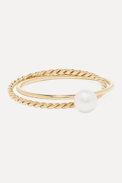 Crisscross Ring aus 14 Karat Gold mit Perle | NET-A-PORTER (UK & EU)