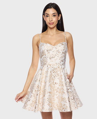 Juniors' Sleeveless Jacquard Fit & Flare Dress | Macy's