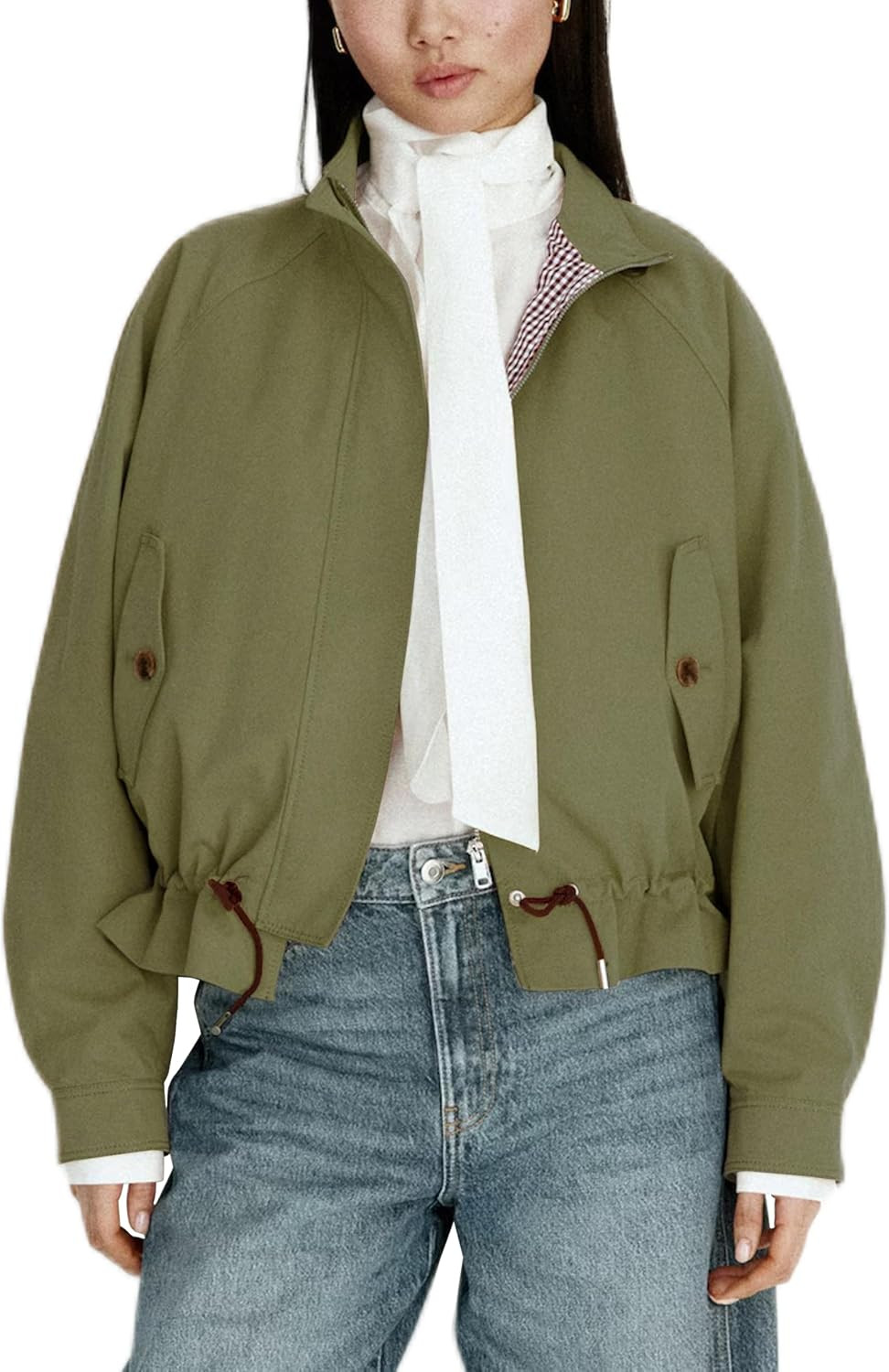 Megfie Jackets for Women Drawstring Waist Casual Coat Spring Fall Outerwear | Amazon (US)