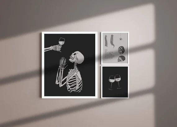 Printable Digital Wall Arts for Halloween | Skeleton | Dark academia | Boo, Trick or Treat | Hall... | Etsy (US)