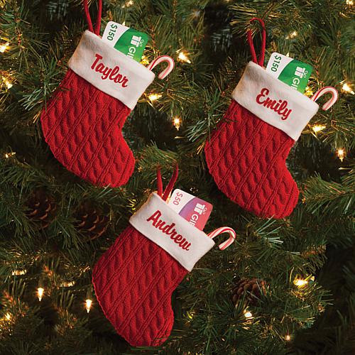 CPS Personalized Mini Cable Knit Stockings Set of 3 | HSN