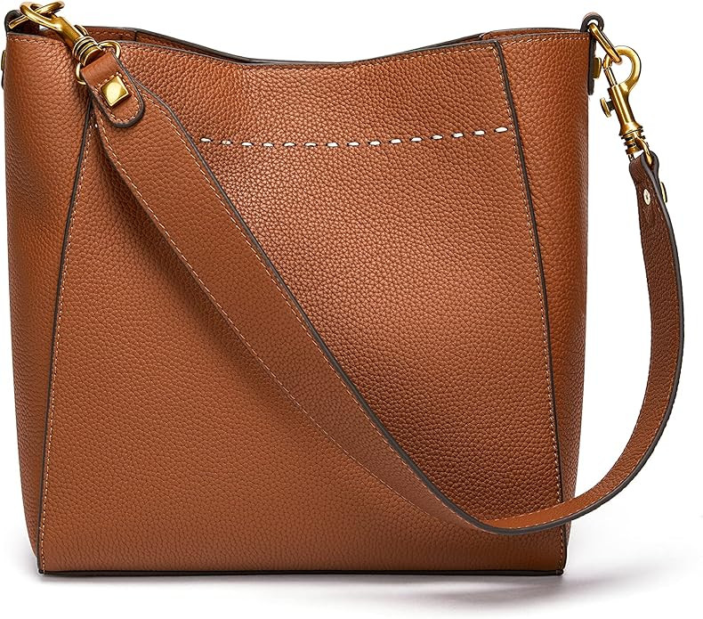 DORIS&JACKY Leather Bucket Tote Bag For Women Medium Hobo Shoulder Purse And Handbags | Amazon (US)