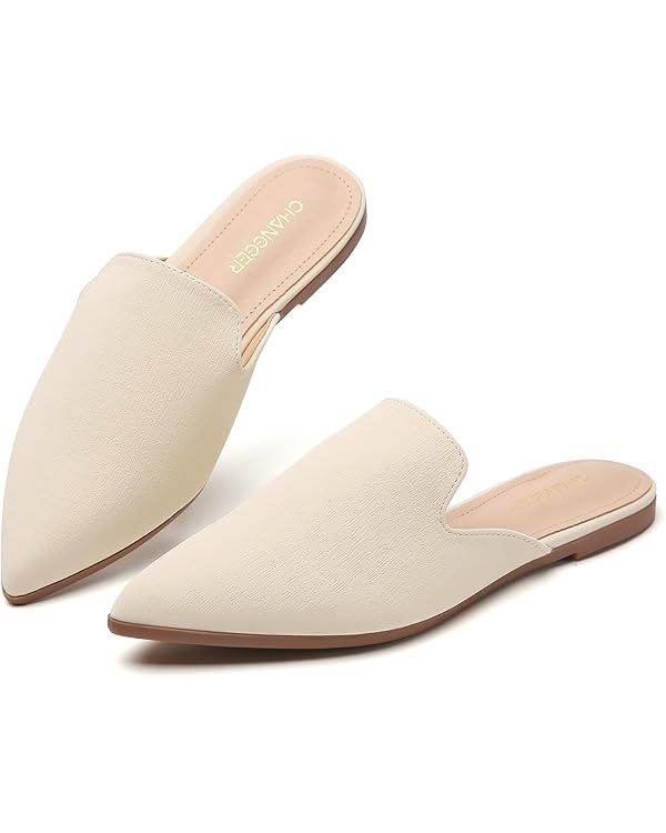 CHANGGER Working Mules for Women Flats Closed Pointed Toe Backless Slip on Slides Business Casual... | Amazon (US)