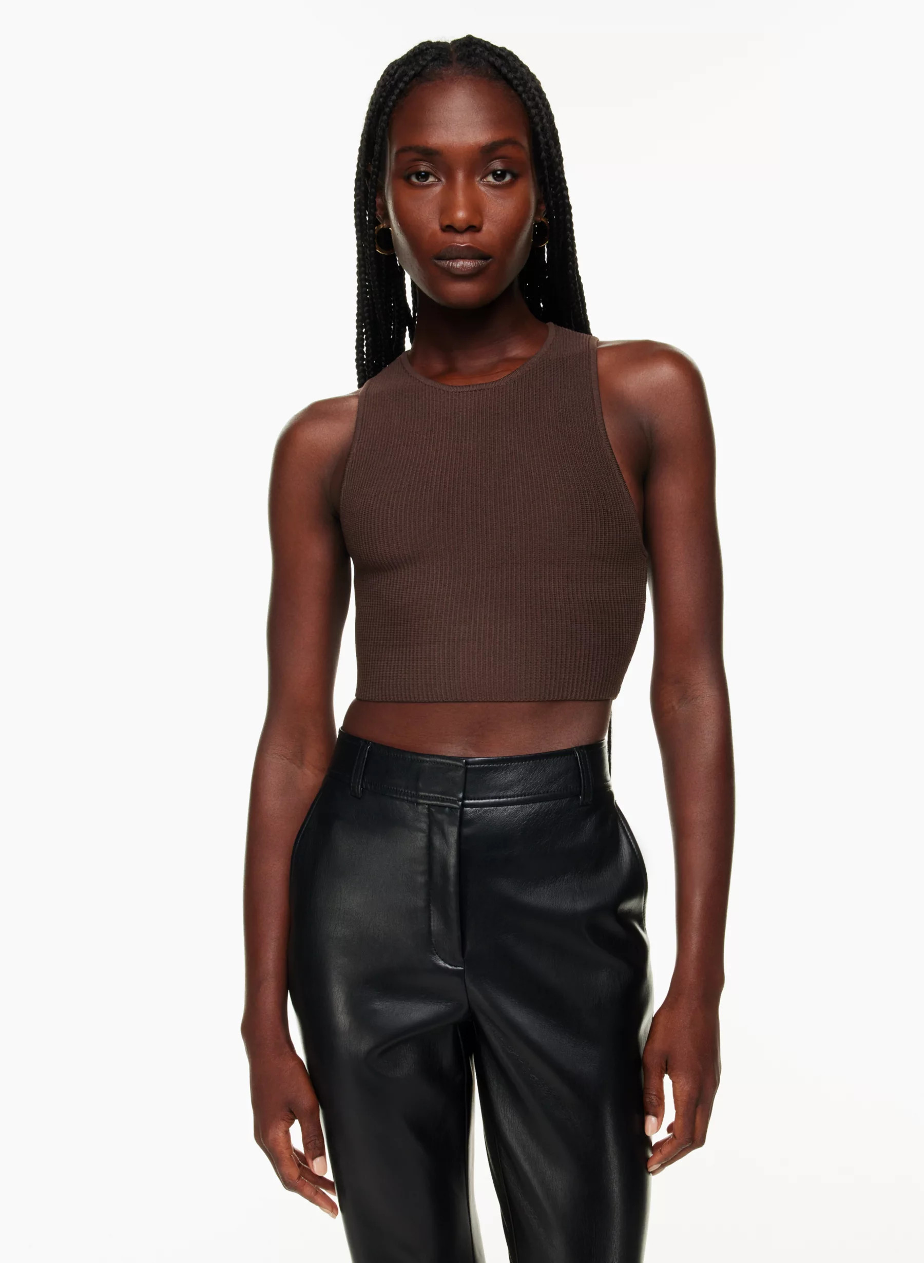 SCULPT KNIT RACER CROPPED TANK | Aritzia