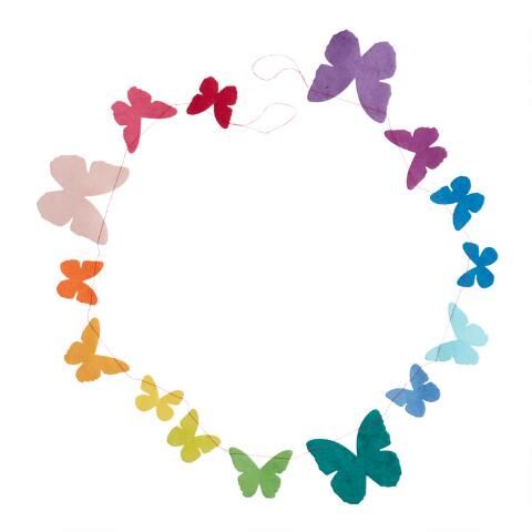 Handcrafted Rainbow Paper Butterfly Garland | World Market