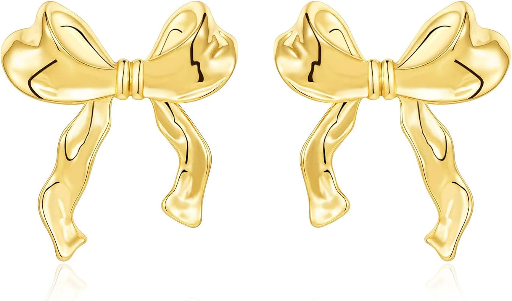 ASCONA 925 Sterling Silver Post Gold Silver Bow Earrings Women Ribbon Stud Earrings Gift | Amazon (US)