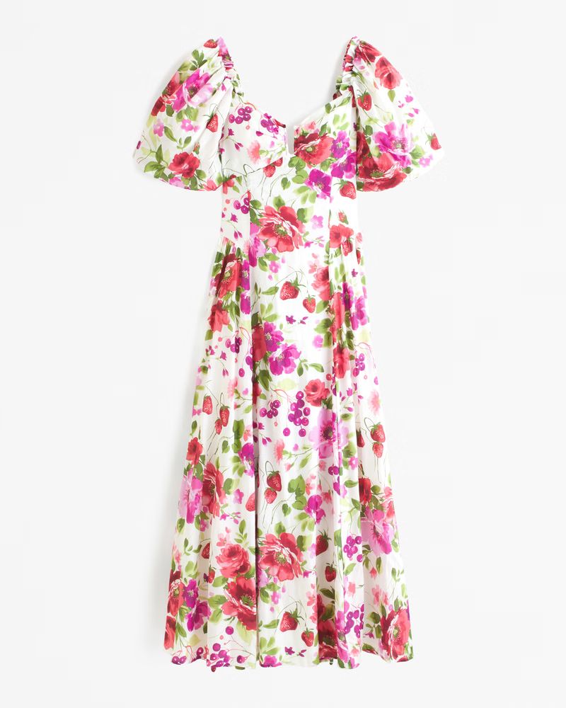 Women's Hardware Drama Puff Sleeve Maxi Dress | Women's | Abercrombie.com | Abercrombie & Fitch (US)